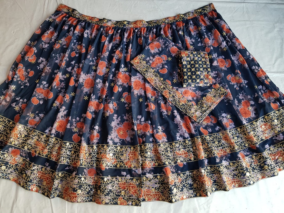 Floral lehenga choli in dove blue color buy online - Joshindia