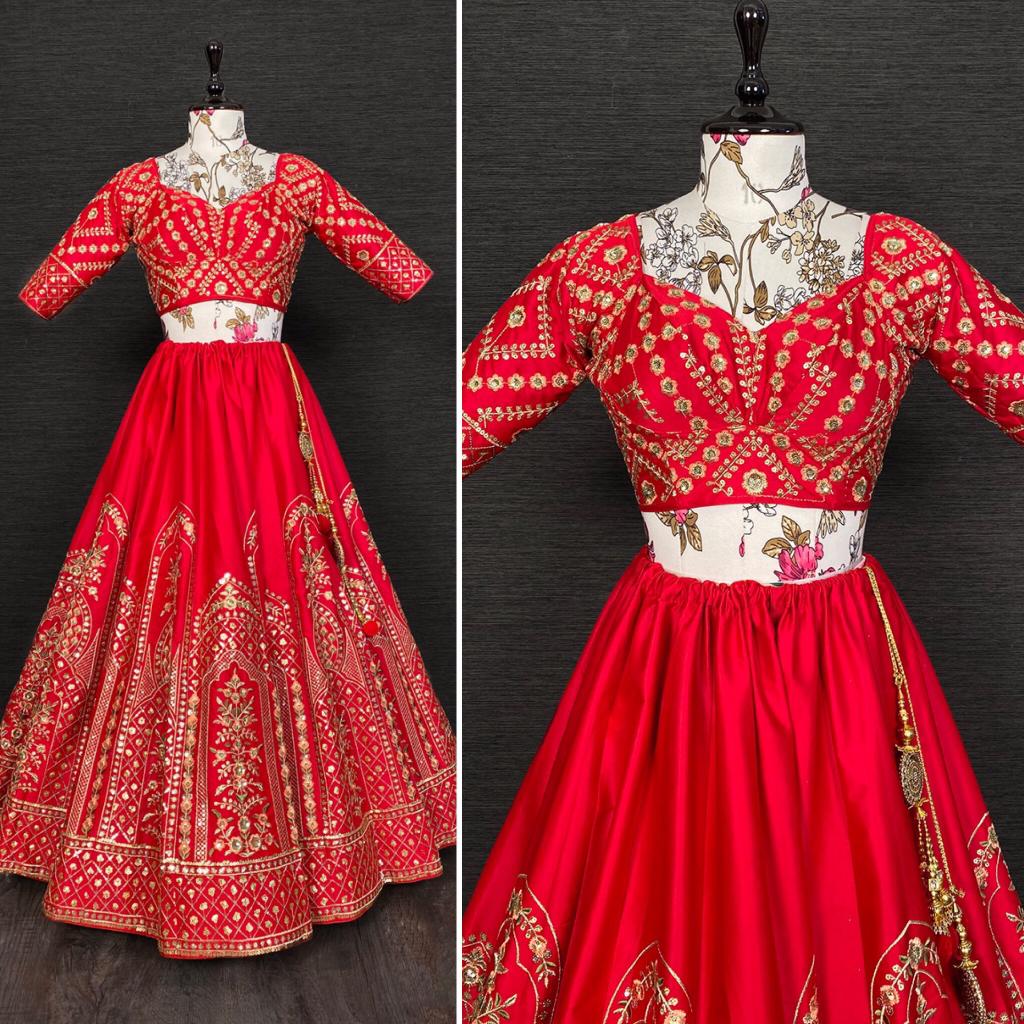 Latest red color designer lehenga choli for wedding buy now - Joshindia