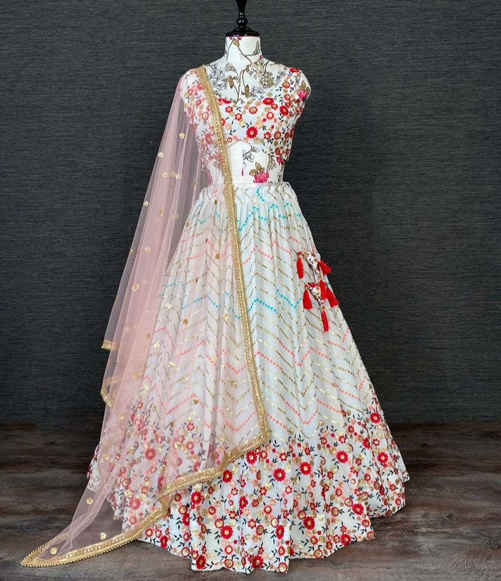 Beautiful White Color Designer Lehenga Choli For Rich Look - Joshindia