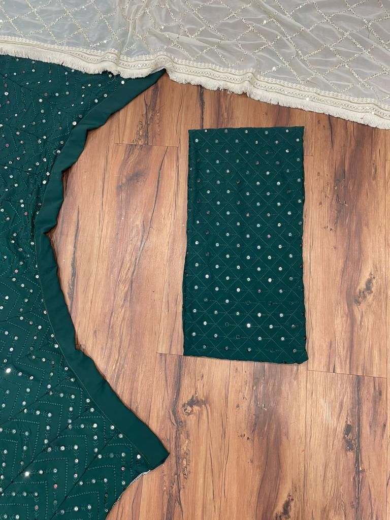 Green Color Designer Mirror Work Lehenga Choli For Rich Look - Joshindia