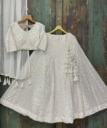 Trending White Color Mirror Work Lehenga Choli At Affordable Price - Joshindia