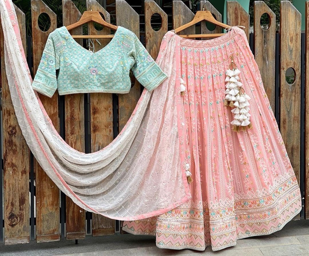 Trending Peach Color Designer Lehenga Choli At Affordable Price - Joshindia