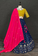 Latest navy blue color designer lehenga choli buy online - Joshindia