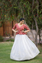 Amazing Red Color Designer Jacket Lehanga Choli - Joshindia