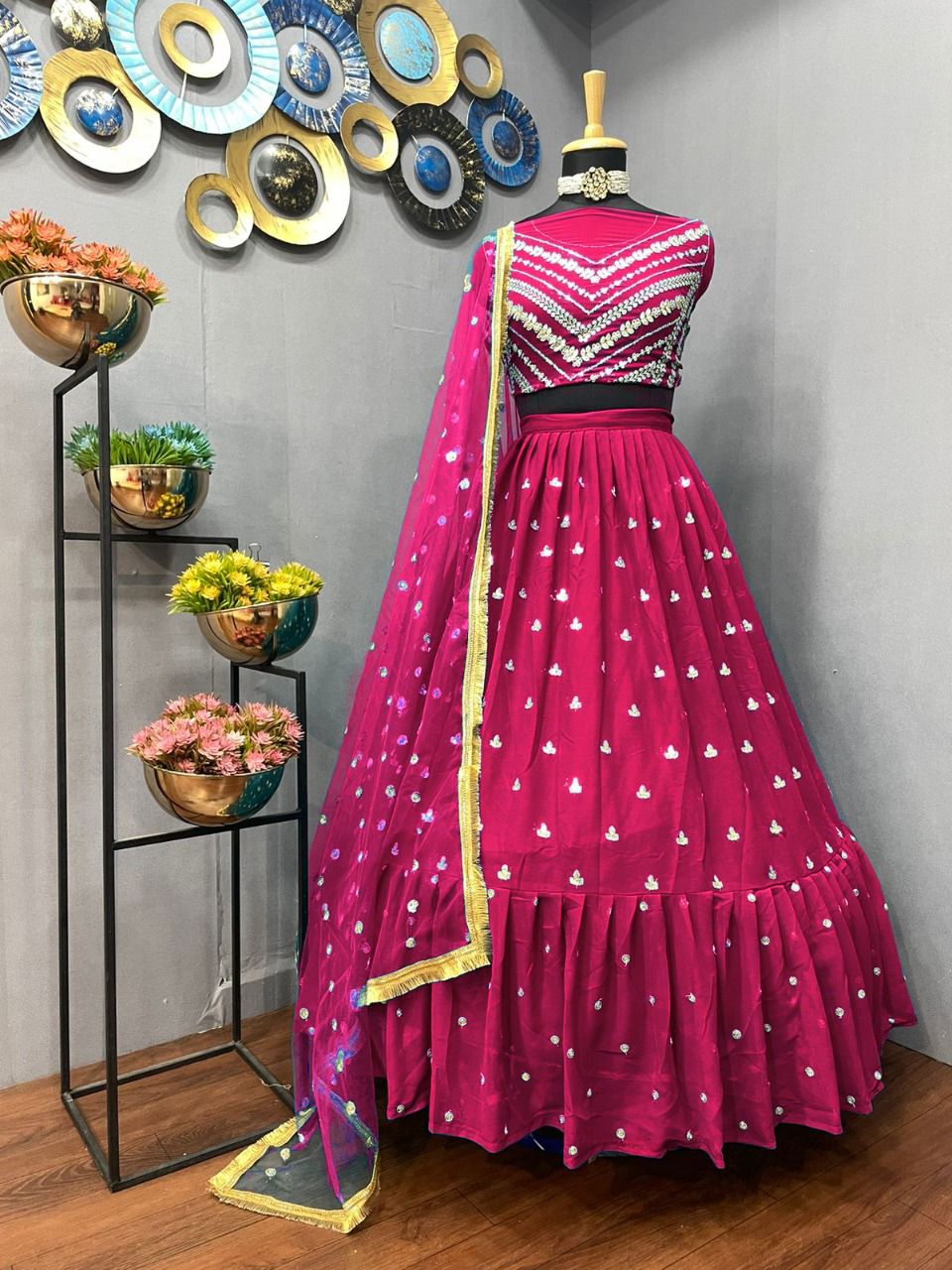 Attractive pink color sequence lehenga choli for stylish looks - Joshindia