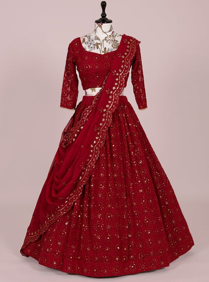 Trendy red color sequence lehenga choli buy now