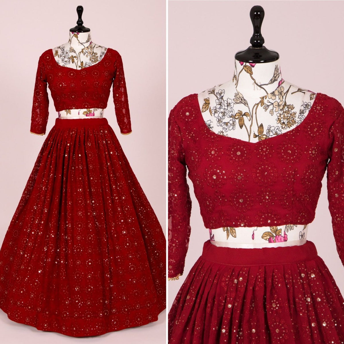 Trendy red color sequence lehenga choli buy now - Joshindia