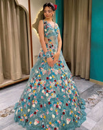 Buy Trending blue shade bollywood lehenga now - Joshindia