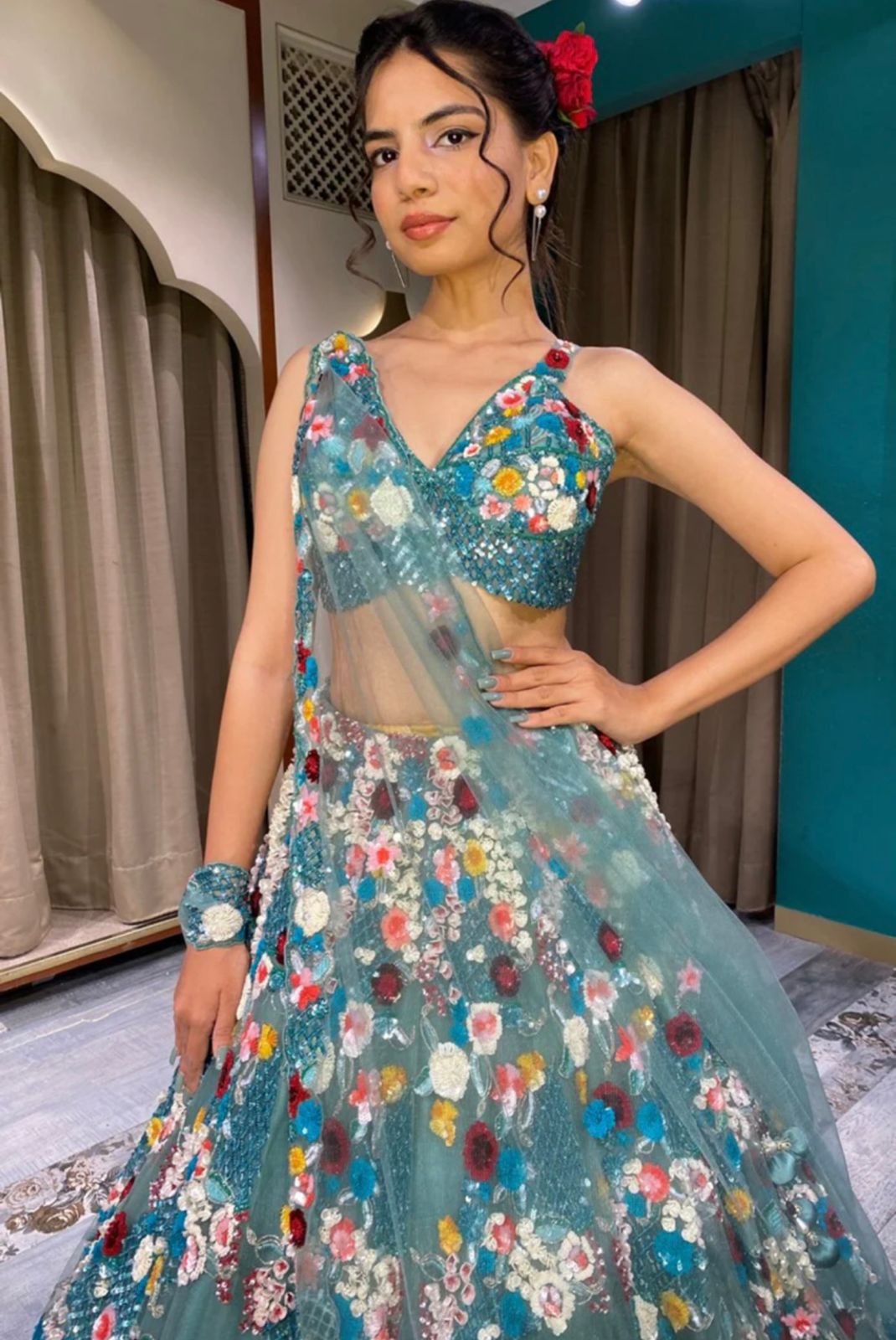 Buy Khwaab by Sanjana Lakhani Orange Banarasi Brocade Floral Woven Sleeveless  Blouse Online | Aza Fashions