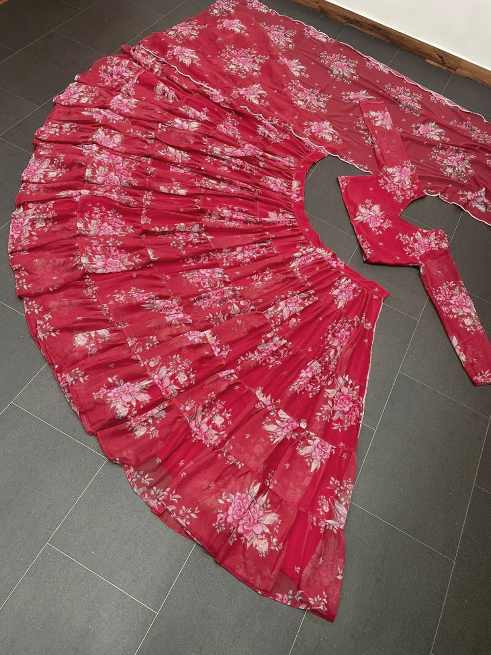 Buy Red Color Floral Lehenga online at Best Prices in India - Joshindia