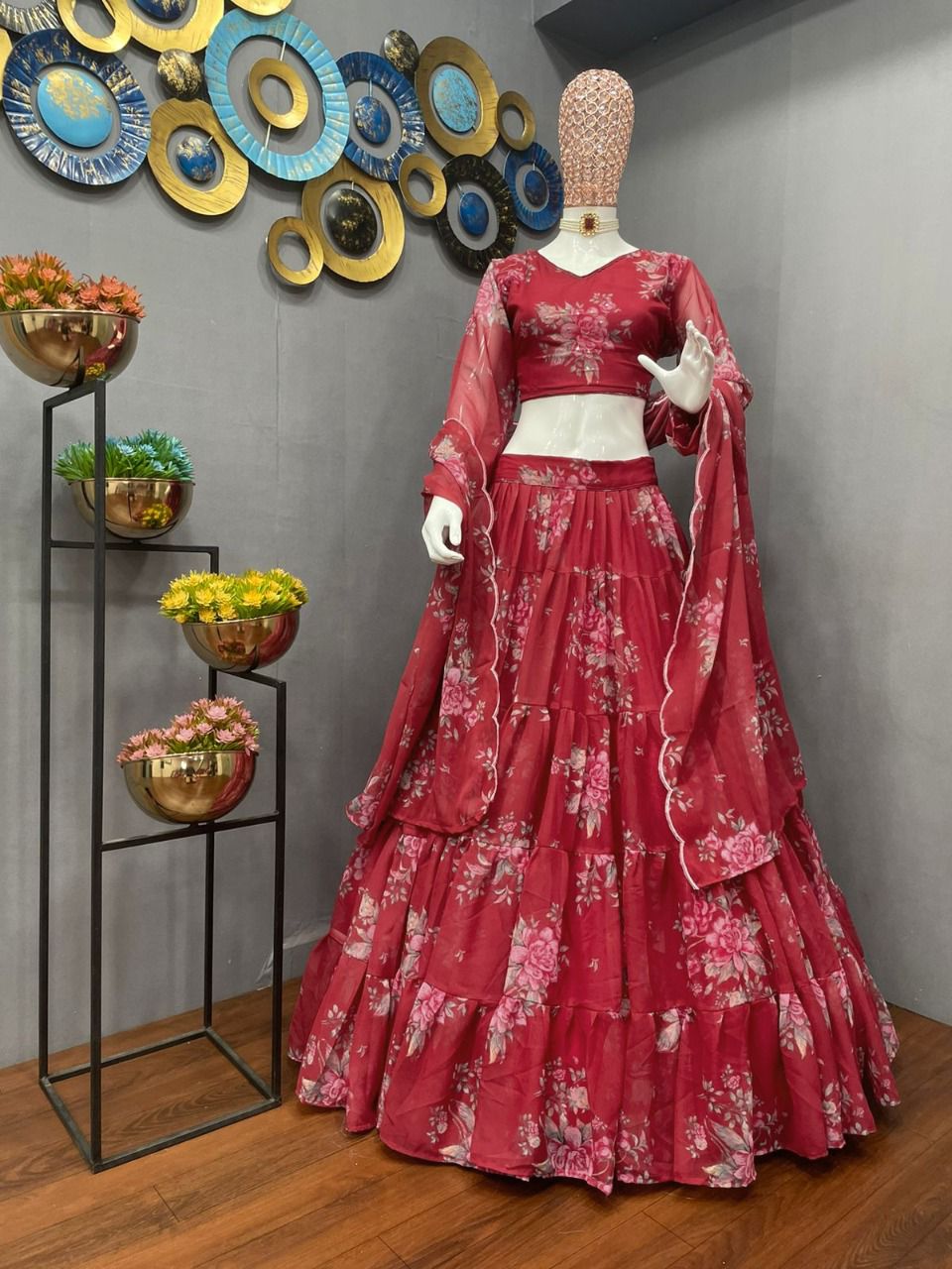 Buy Red Color Floral Lehenga online at Best Prices in India