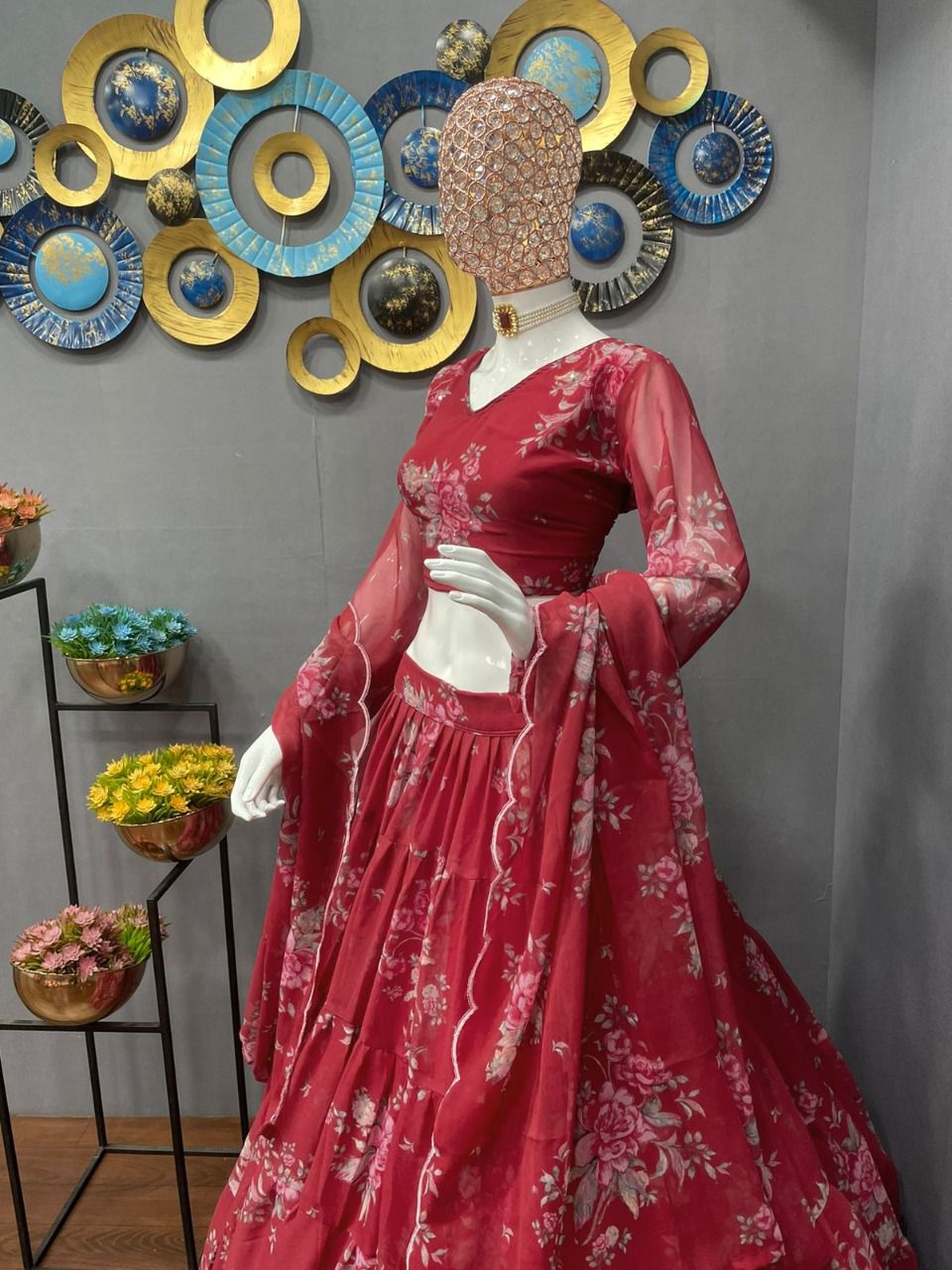 Buy Red Color Floral Lehenga online at Best Prices in India - Joshindia