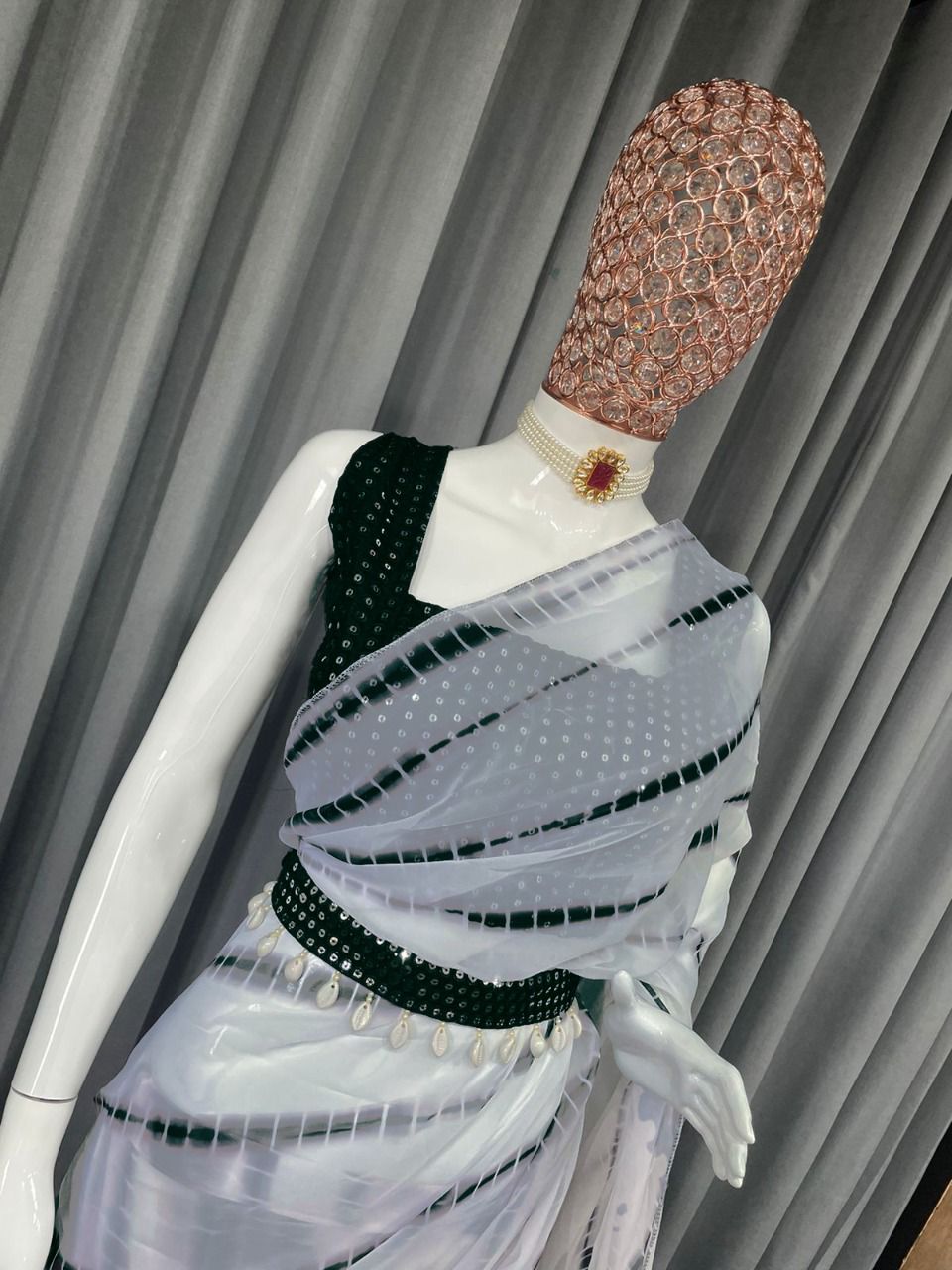 Black Ready to wear Saree - Joshindia