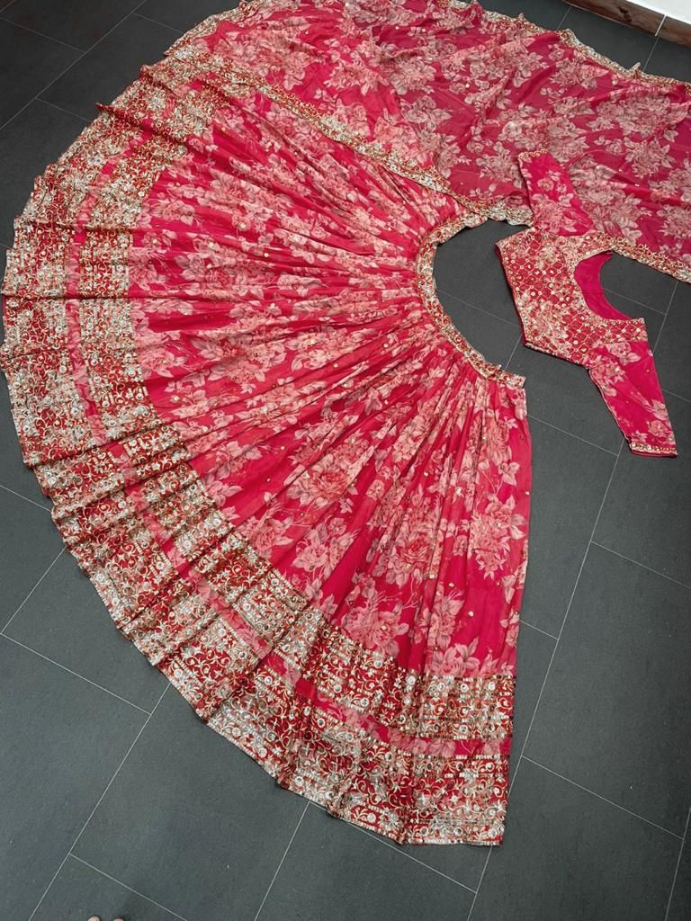 Beautiful red color georgette designer lehenga choli buy now - Joshindia