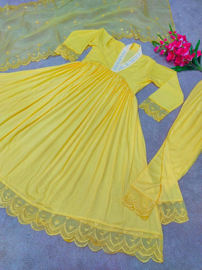 Beautiful  Yellow Color Cotton Kurta Set