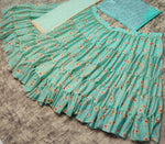 sky color designer ruffle lehenga choli - Joshindia
