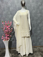 Buy White color lucknowi style kurta set for stylish look - Joshindia