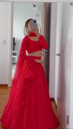 navratri red chaniya choli for women latest design - Joshindia - Joshindia