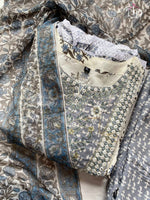 Buy Grey color lucknowi style kurta set for stylish look - Joshindia