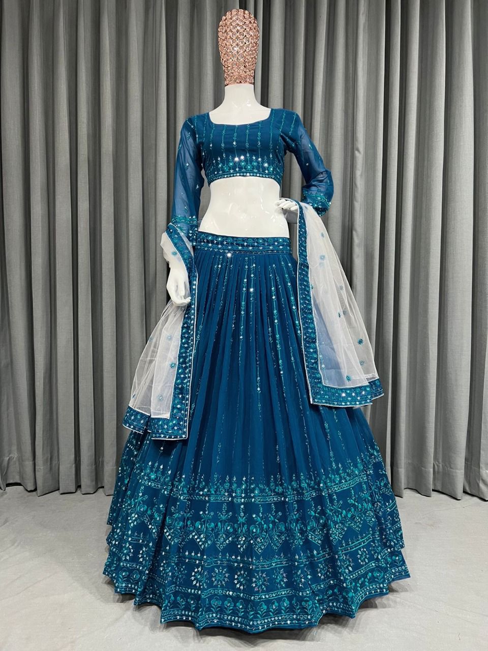 Beautiful Sky Blue designer Lehenga Choli For great looks - Joshindia