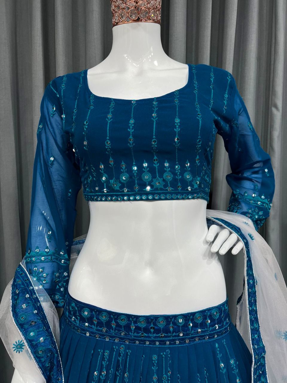Beautiful Sky Blue designer Lehenga Choli For great looks - Joshindia