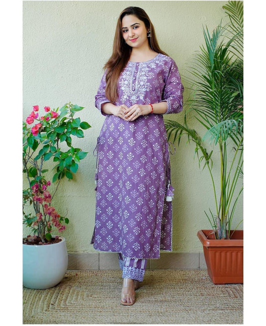Heavy Kurti with pant and cotton fabric