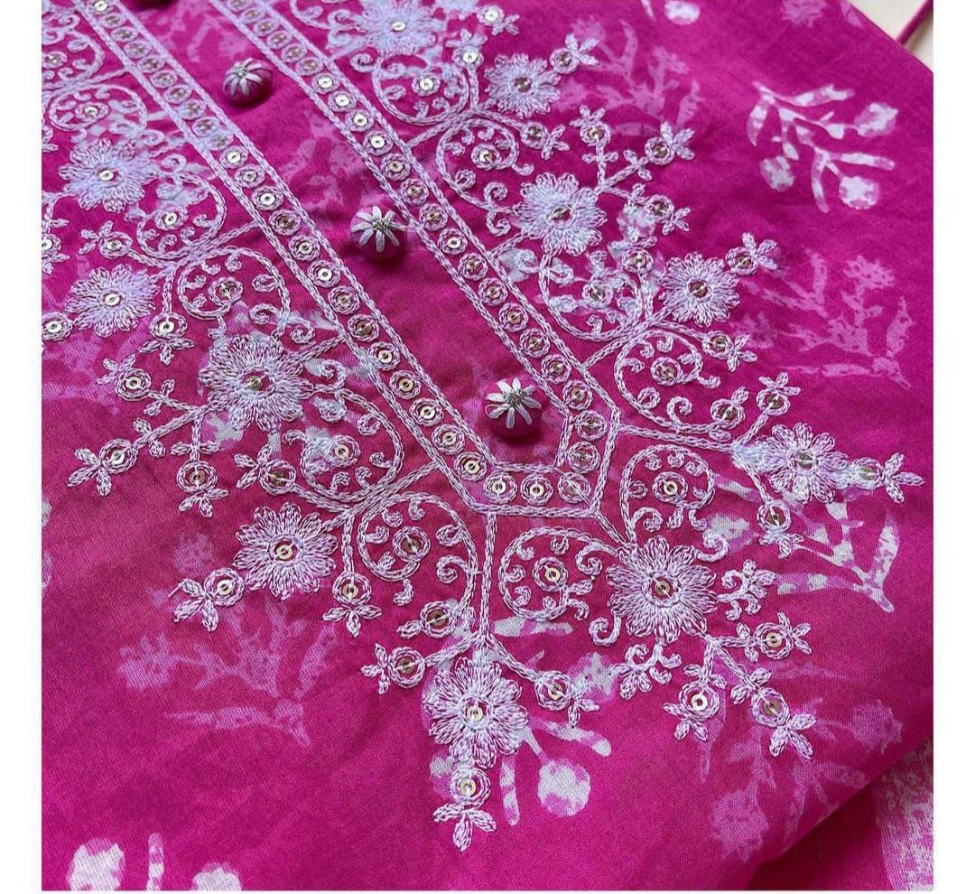 Buy Pink color lucknowi style kurta set for stylish look - Joshindia