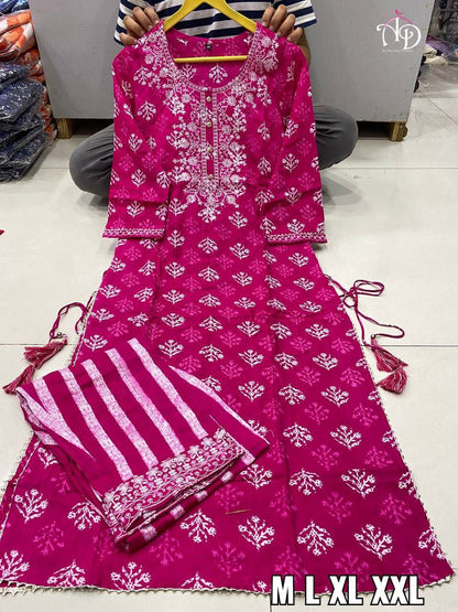 Buy Pink color lucknowi style kurta set for stylish look
