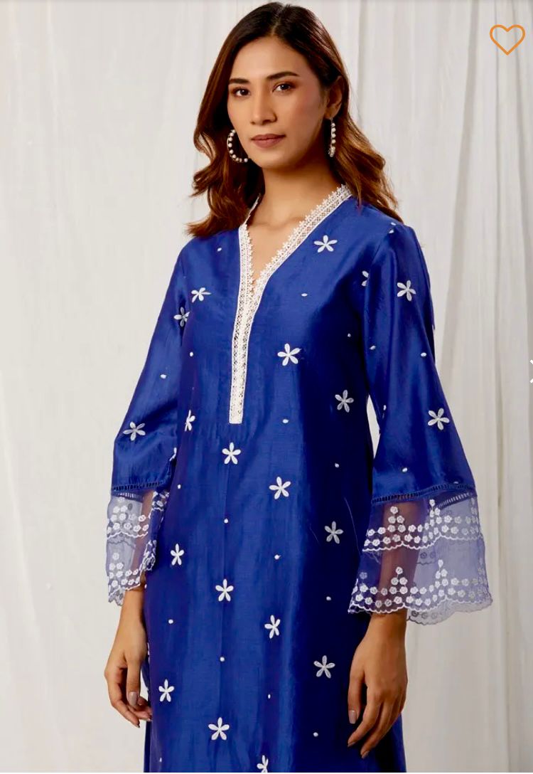 buy blue and white cotton kurti online - Joshindia