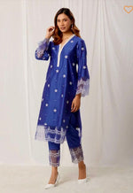 buy blue and white cotton kurti online - Joshindia