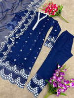 buy blue and white cotton kurti online - Joshindia