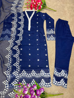 buy blue and white cotton kurti online - Joshindia