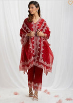 Buy Redcolor lucknowi style kurta set for stylish look - Joshindia