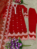 Buy Redcolor lucknowi style kurta set for stylish look - Joshindia