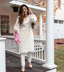 Beautiful Cotton Chikankari dress At Affordable Price - Joshindia