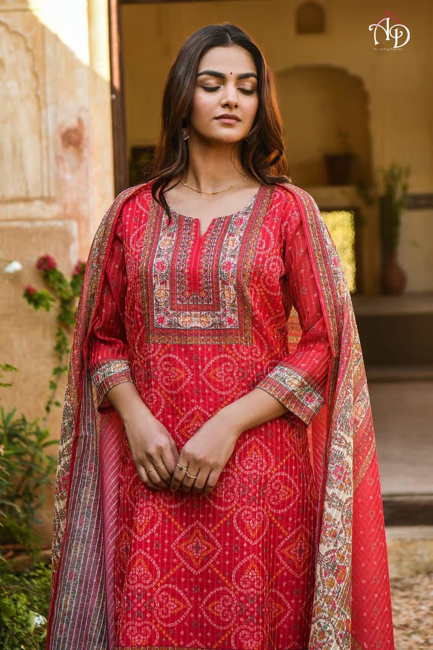 Buy Red color lucknowi style kurta set for stylish look - Joshindia