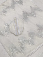 Beautiful White color bollywood sequin saree - Joshindia