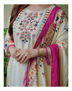 Beautiful White Color Cotton Kurta Set - Joshindia