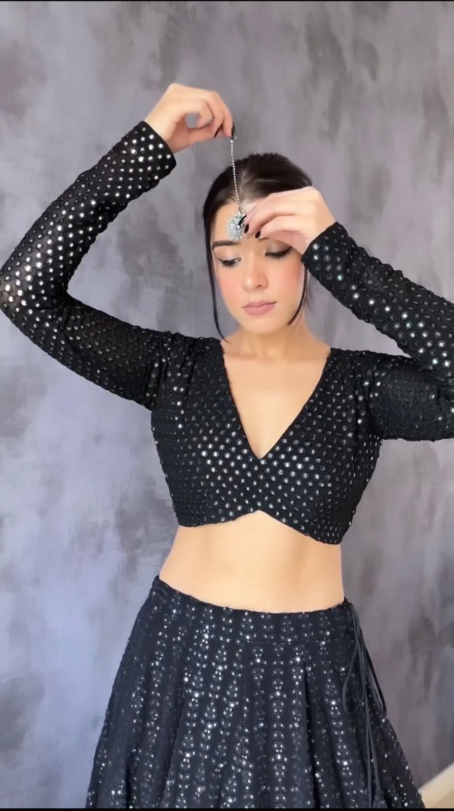 Trending black color designer lehenga choli for stylish look buy