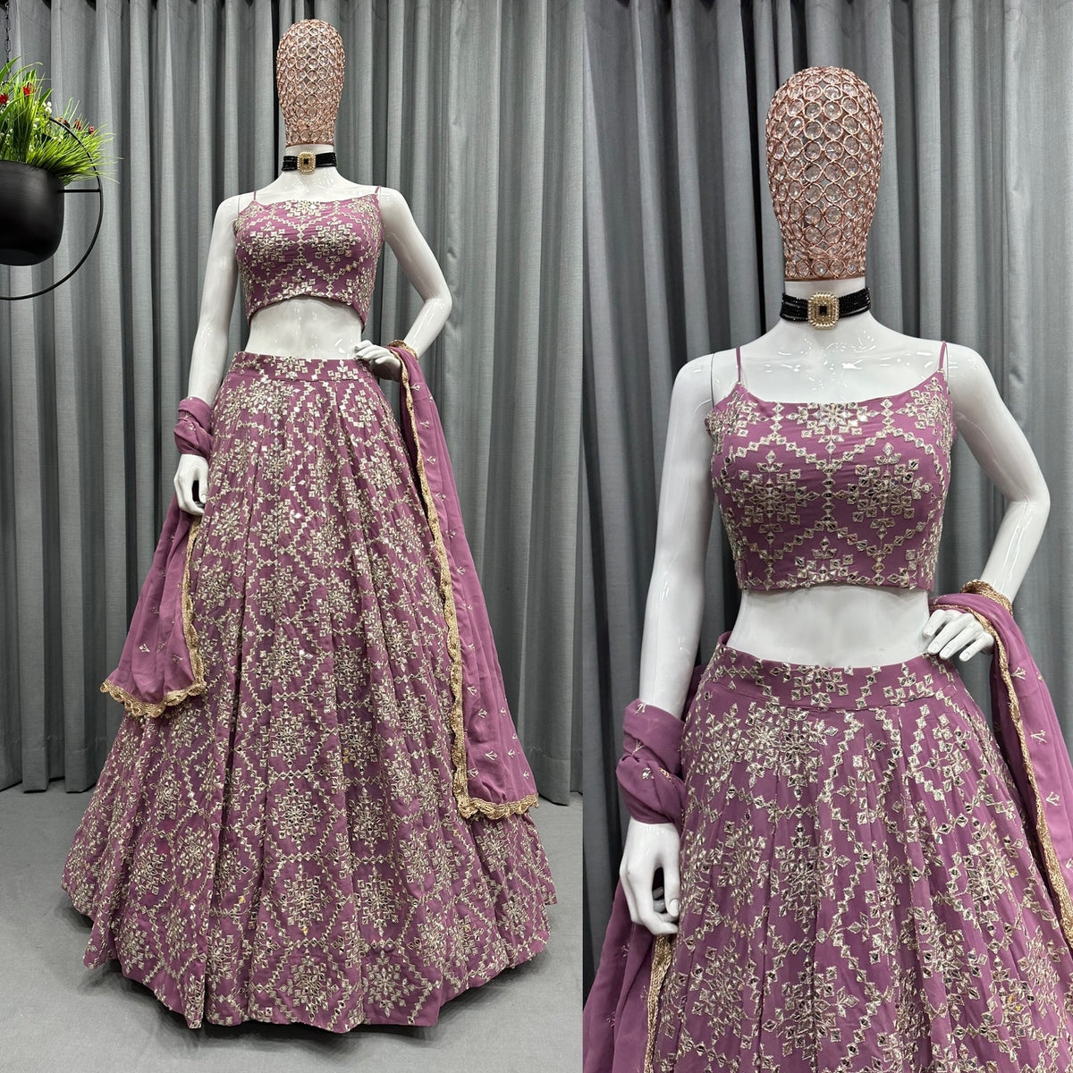 Latest peach color georgette designer lehenga choli buy now - Joshindia