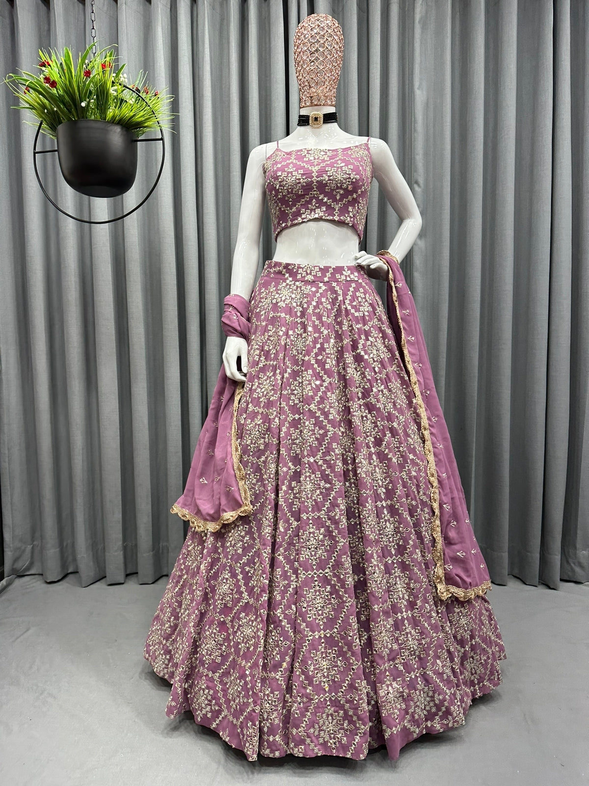 Latest peach color georgette designer lehenga choli buy now - Joshindia