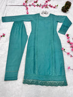 Buy Rama color lucknowi style kurta set for stylish look - Joshindia