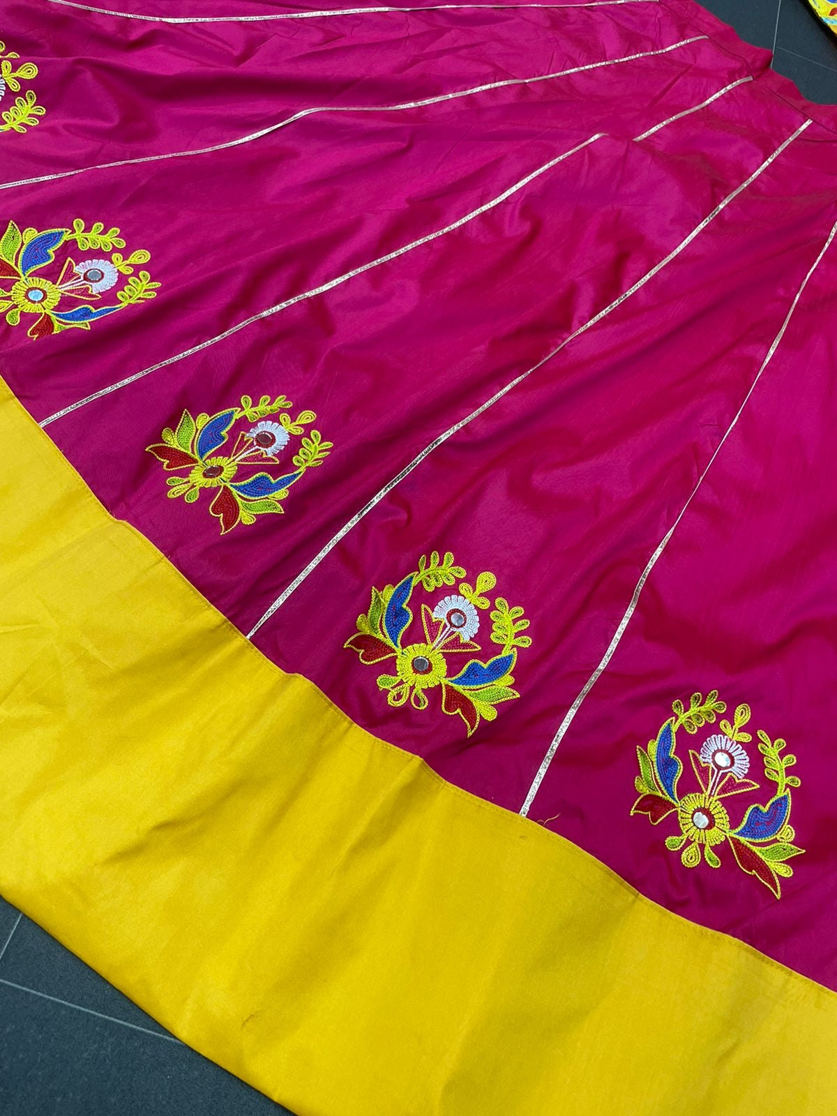 Yellow color designer mirror work lehenga choli - Joshindia