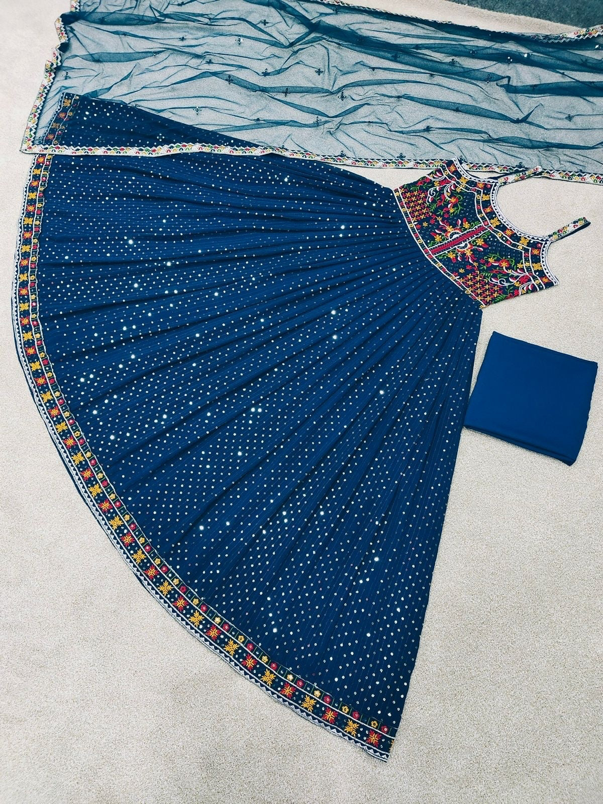 Blue color ready to wear gown for wedding function buy online - Joshindia