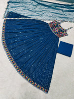 Blue color ready to wear gown for wedding function buy online - Joshindia