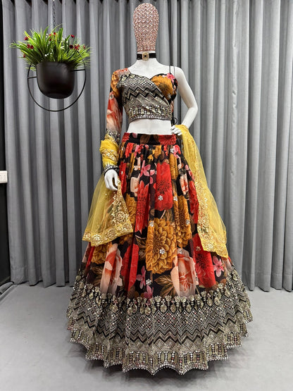 Floral embroidered heavy designer multi color lehenga choli