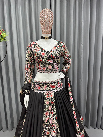 Black color heavy designer lehenga choli for stylish look