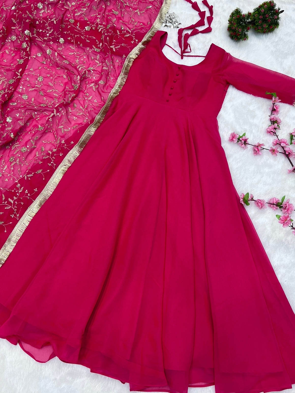 Pure Traditional look designer gown at affordable rate in pink color Joshindia Pure Traditional look designer gown at affordable rate in pink color Joshindia