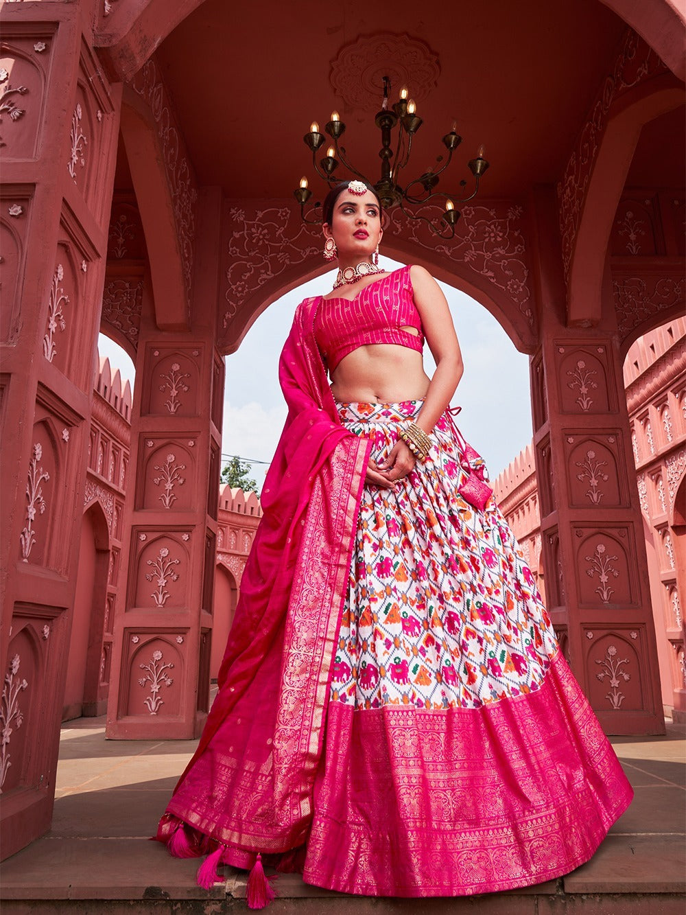 PINK COLOR PRINTED LEHENGA CHOLI BUY NOW - Joshindia