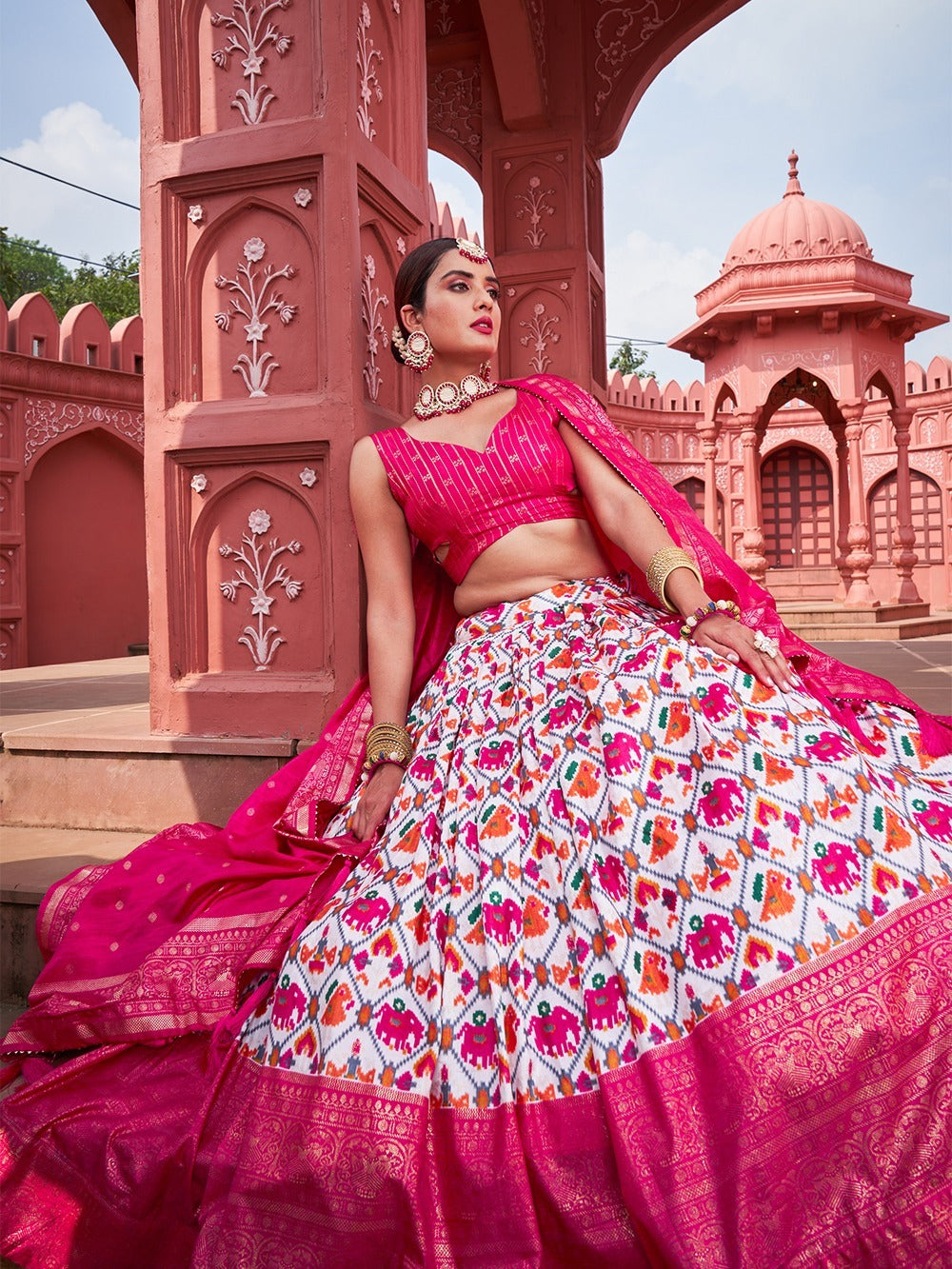 PINK COLOR PRINTED LEHENGA CHOLI BUY NOW - Joshindia